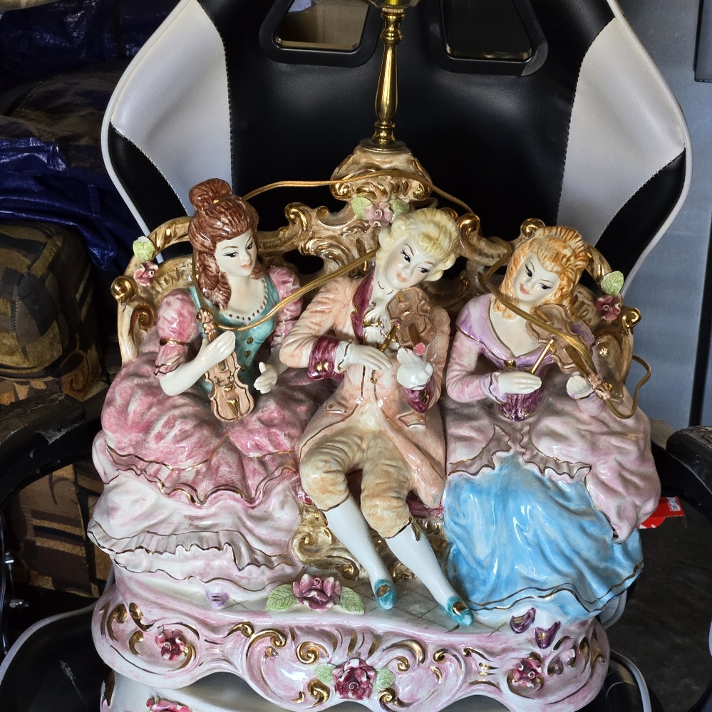 Vintage Porcelain Figurine lamp Trio in Pastel Colors